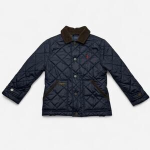 Polo Ralph Lauren Kids Quilted Barn Jacket Navy Brown Size 5